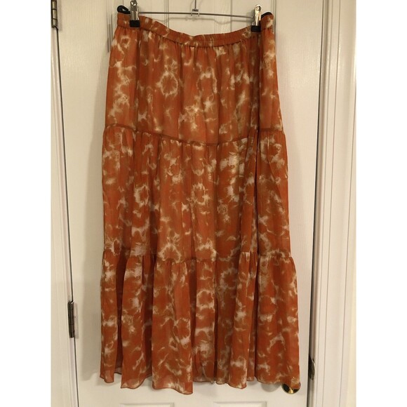 Linea by Louis Dell'Olio - Tie Dye Boho Skirt - Orange Large L - Picture 1 of 3